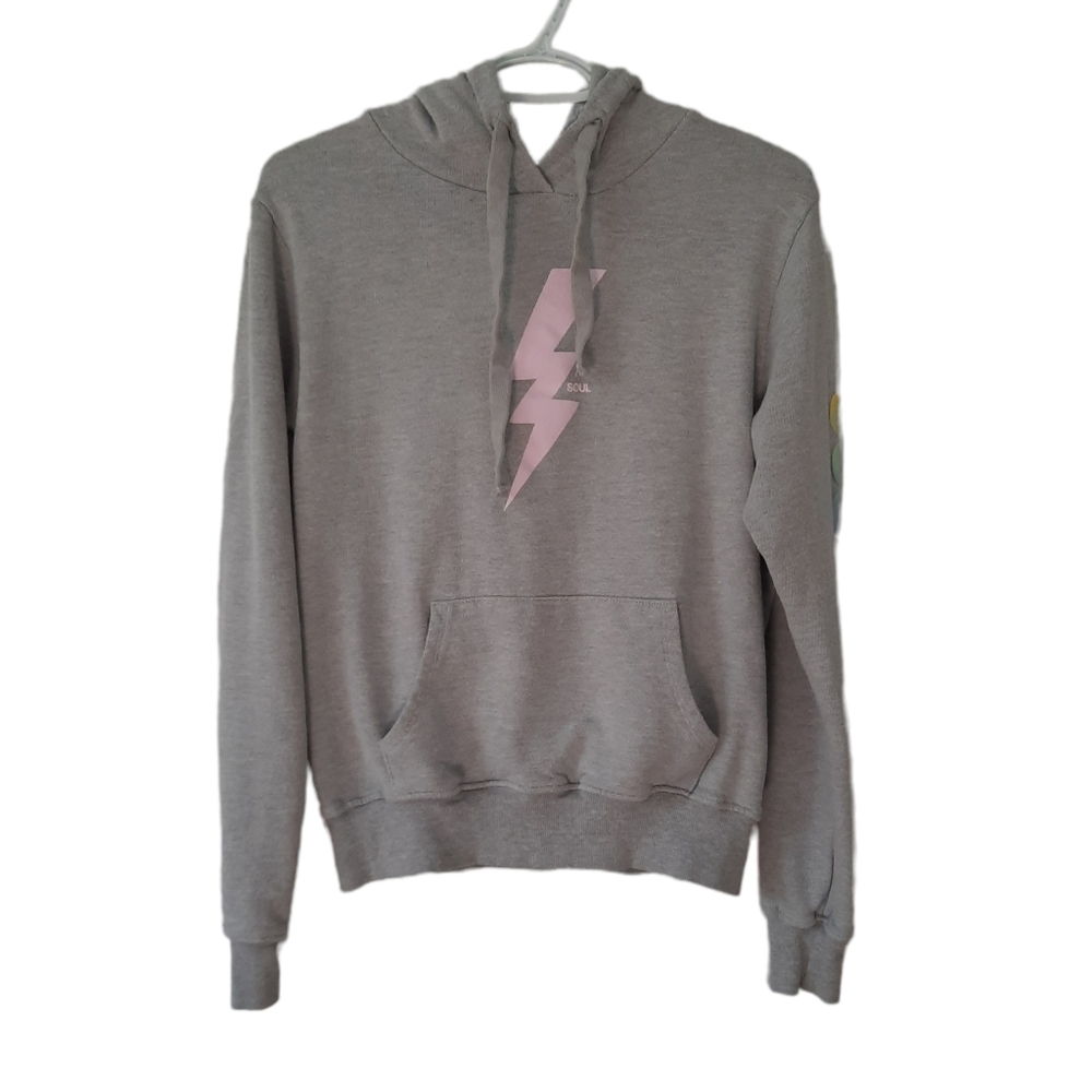 Soulcycle Lightning Bolt Hoodie Sweatshirt Gray Kangaroo Pocket Womens Size L